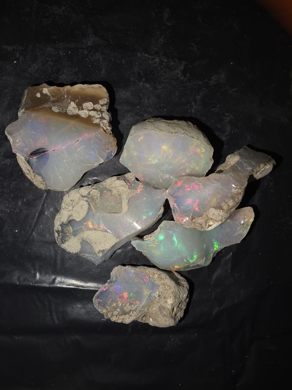 Micro-lot rough, 6 stones Mixed Opal Ethiopian Welo, 88.5 ct rough, natural