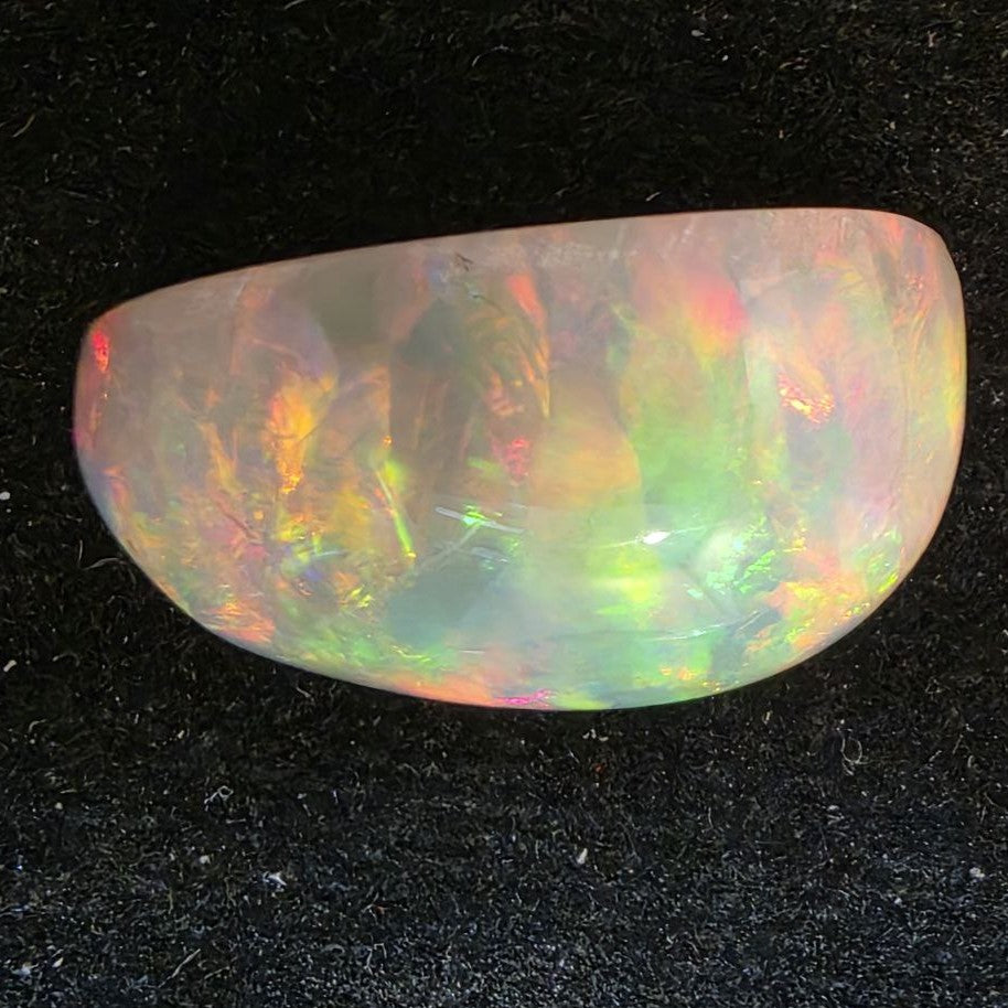 White Opal special Ethiopian Welo, 12.25 ct freeform polished, natural, intense Play-of-Colour