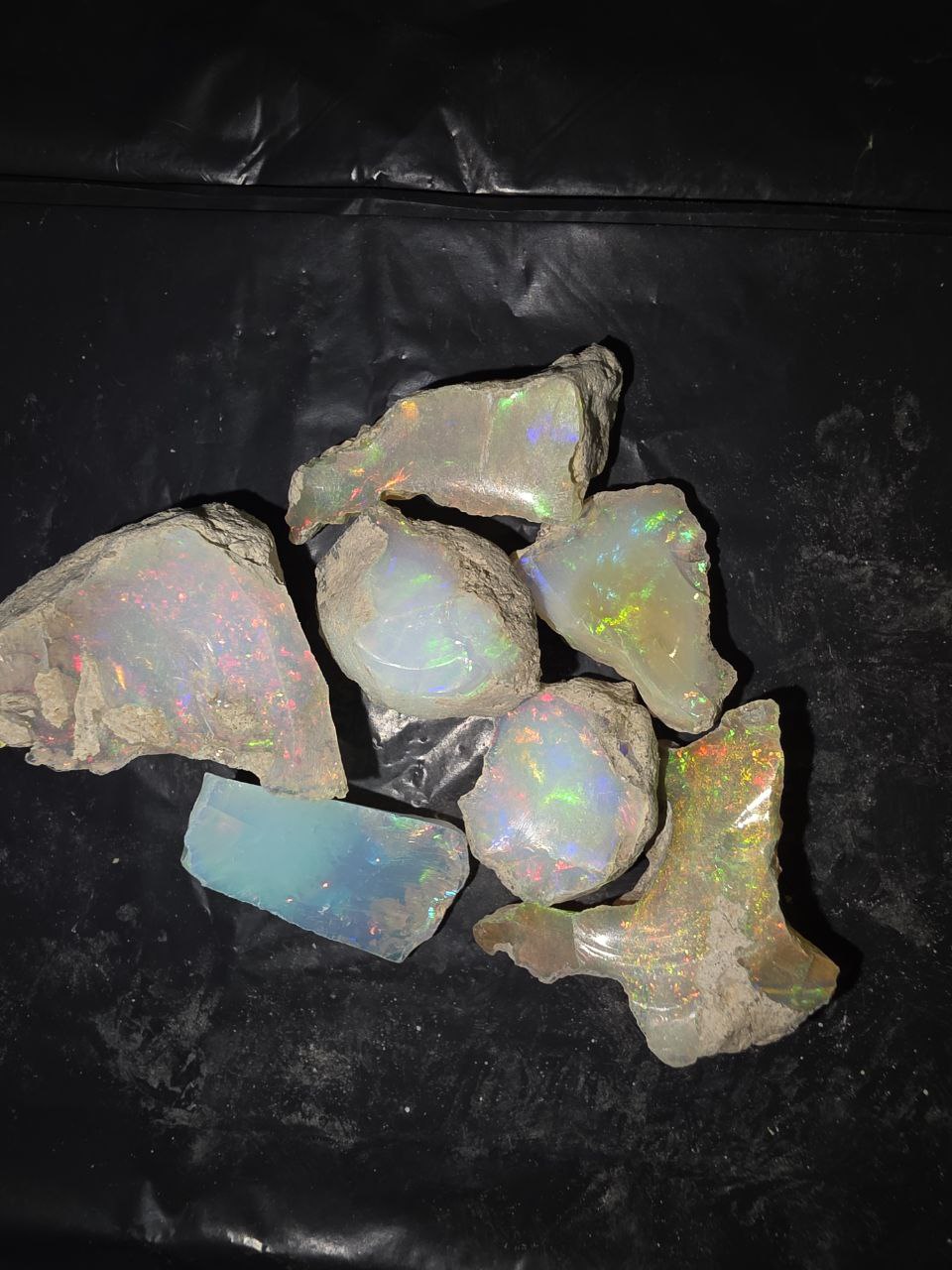 Micro-lot rough, 6 stones Mixed Opal Ethiopian Welo, 79 ct rough, natural