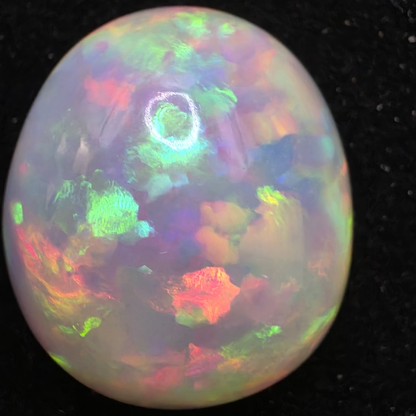 White Opal special Ethiopian Welo, 24 ct freeform polished, natural, intense Play-of-Colour
