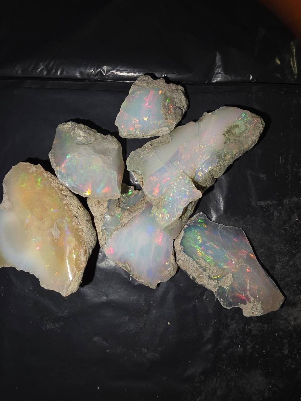Micro-lot rough, 6 stones Mixed Opal Ethiopian Welo, 72.5 ct rough, natural