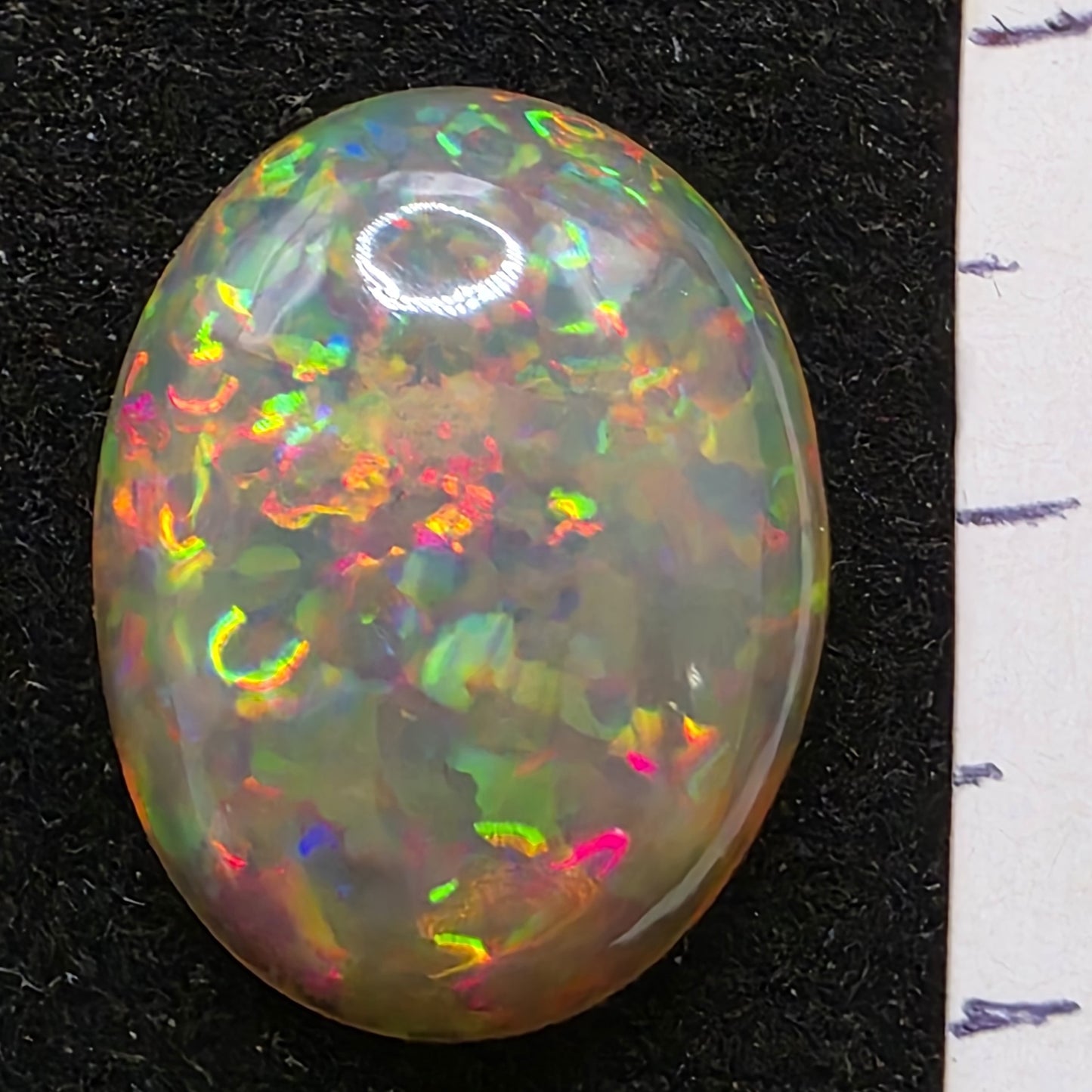 Black Opal special Ethiopian Welo, 7.15 ct oval polished, natural, intense Play-of-Colour