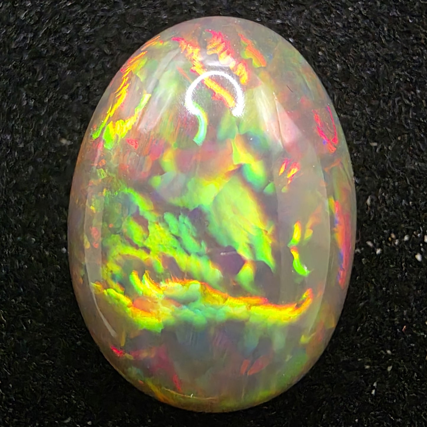 Black Opal special Ethiopian Welo, 5.35 ct oval polished, natural, intense Play-of-Colour