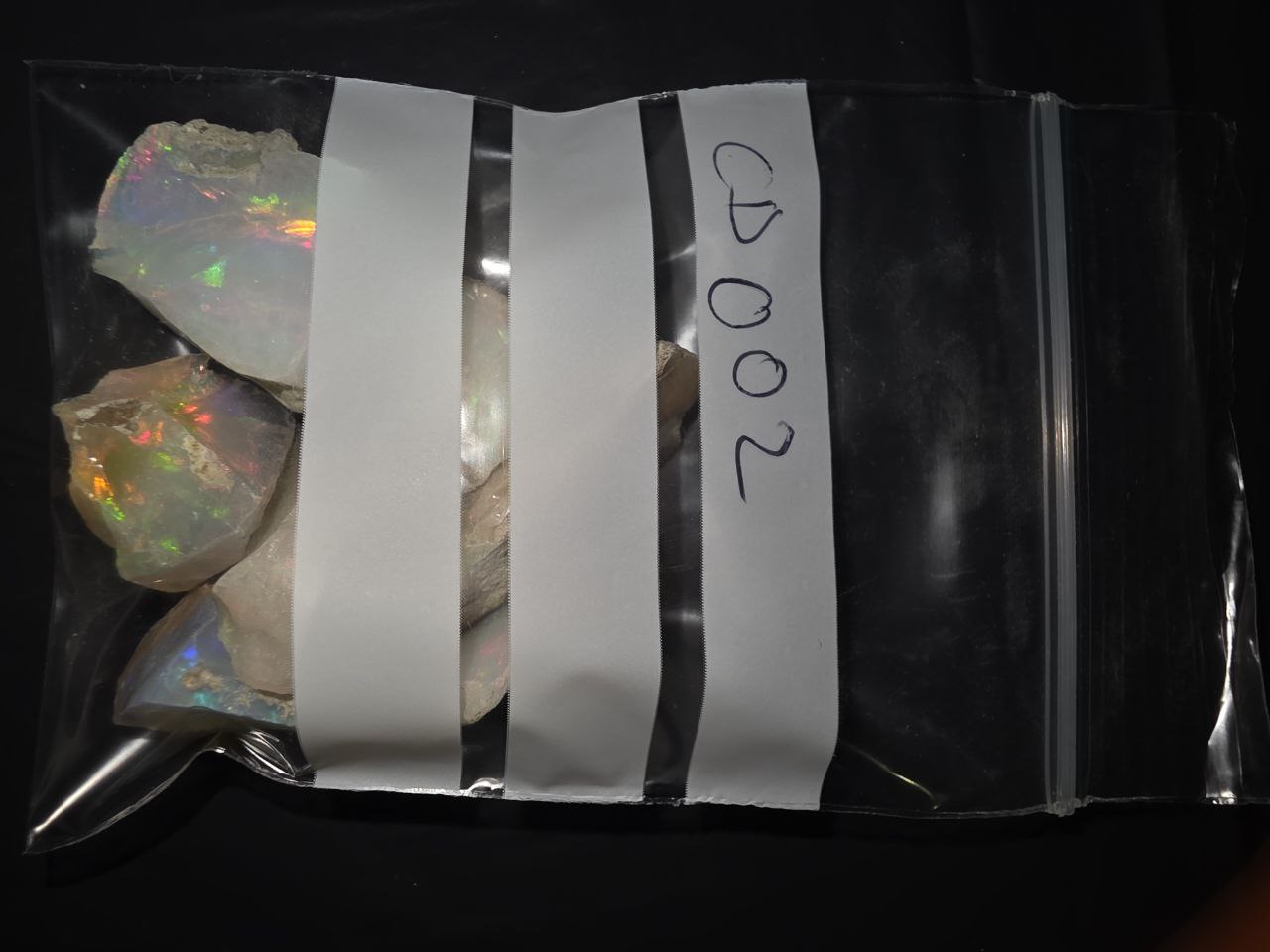 Micro-lot rough 7 stones Mixed Opal Ethiopian Welo, 66.5 ct rough, natural