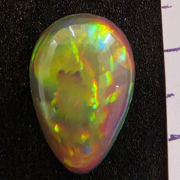 Perfect! Black Opal outstanding Ethiopian Welo, 6.45 ct pear polished, natural, intense Play-of-Colour