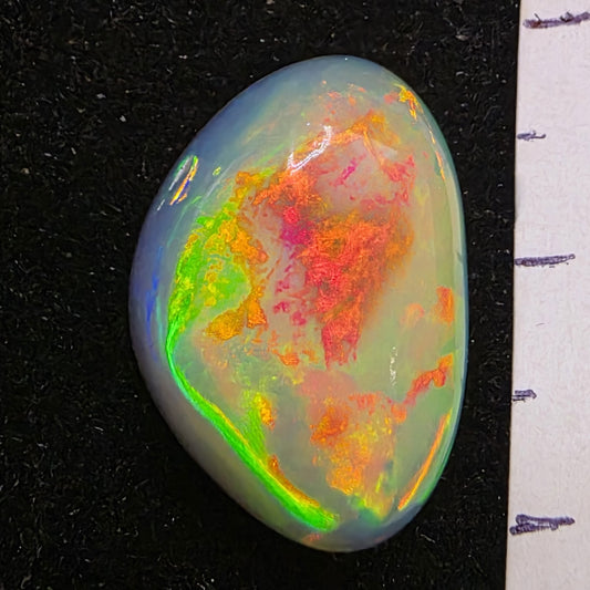 White Opal special Ethiopian Welo, 8.6 ct freeform polished, natural, intense Play-of-Colour