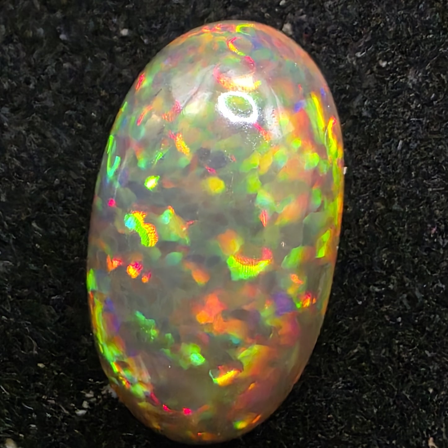 Black Opal special Ethiopian Welo, 3.2 ct oval polished, natural, intense Play-of-Colour