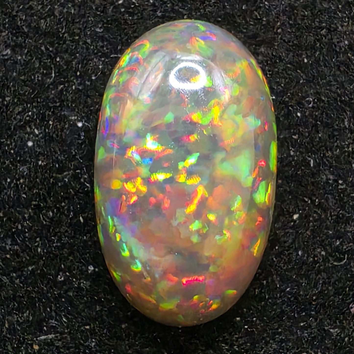 Black Opal special Ethiopian Welo, 3.2 ct oval polished, natural, intense Play-of-Colour