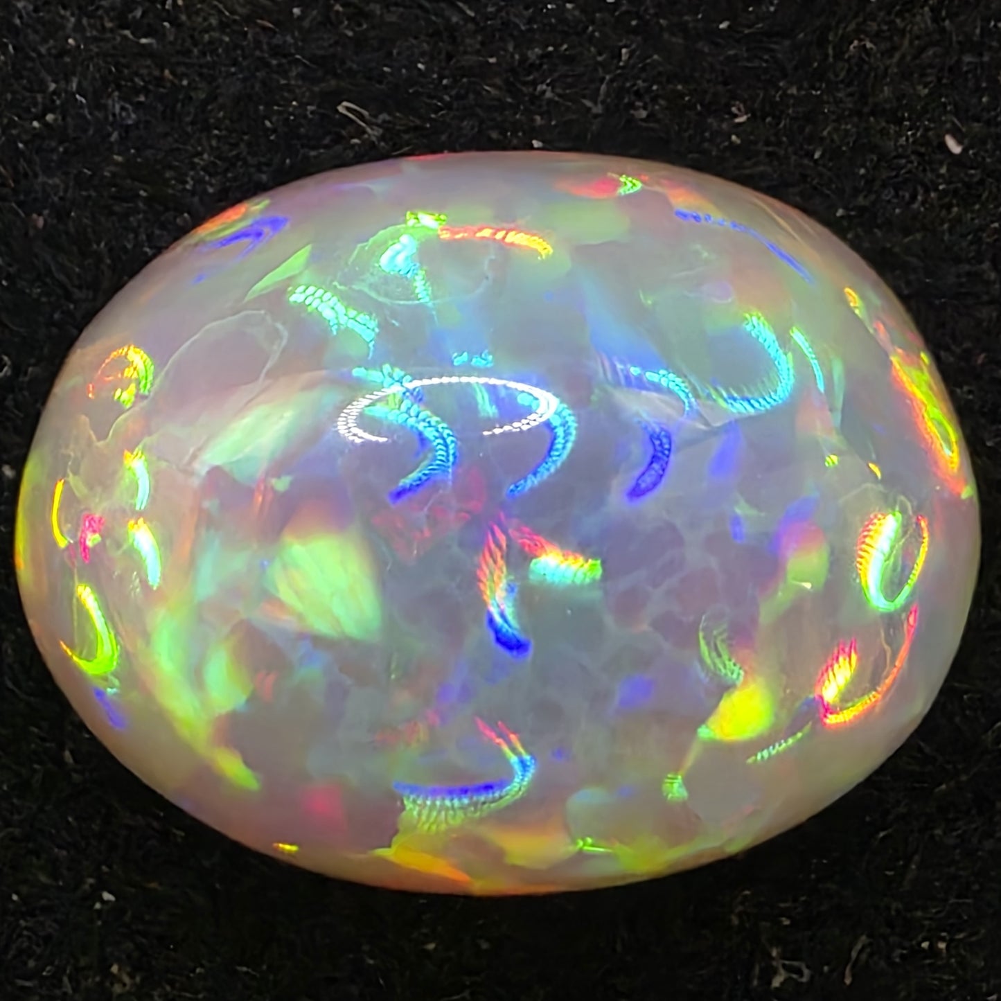 Black Opal special Ethiopian Welo, 14.4 ct oval polished, natural, intense Play-of-Colour