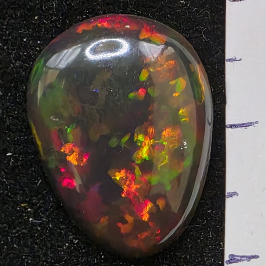 Black Opal special Ethiopian Welo, 5.9 ct pear polished, natural, intense Play-of-Colour