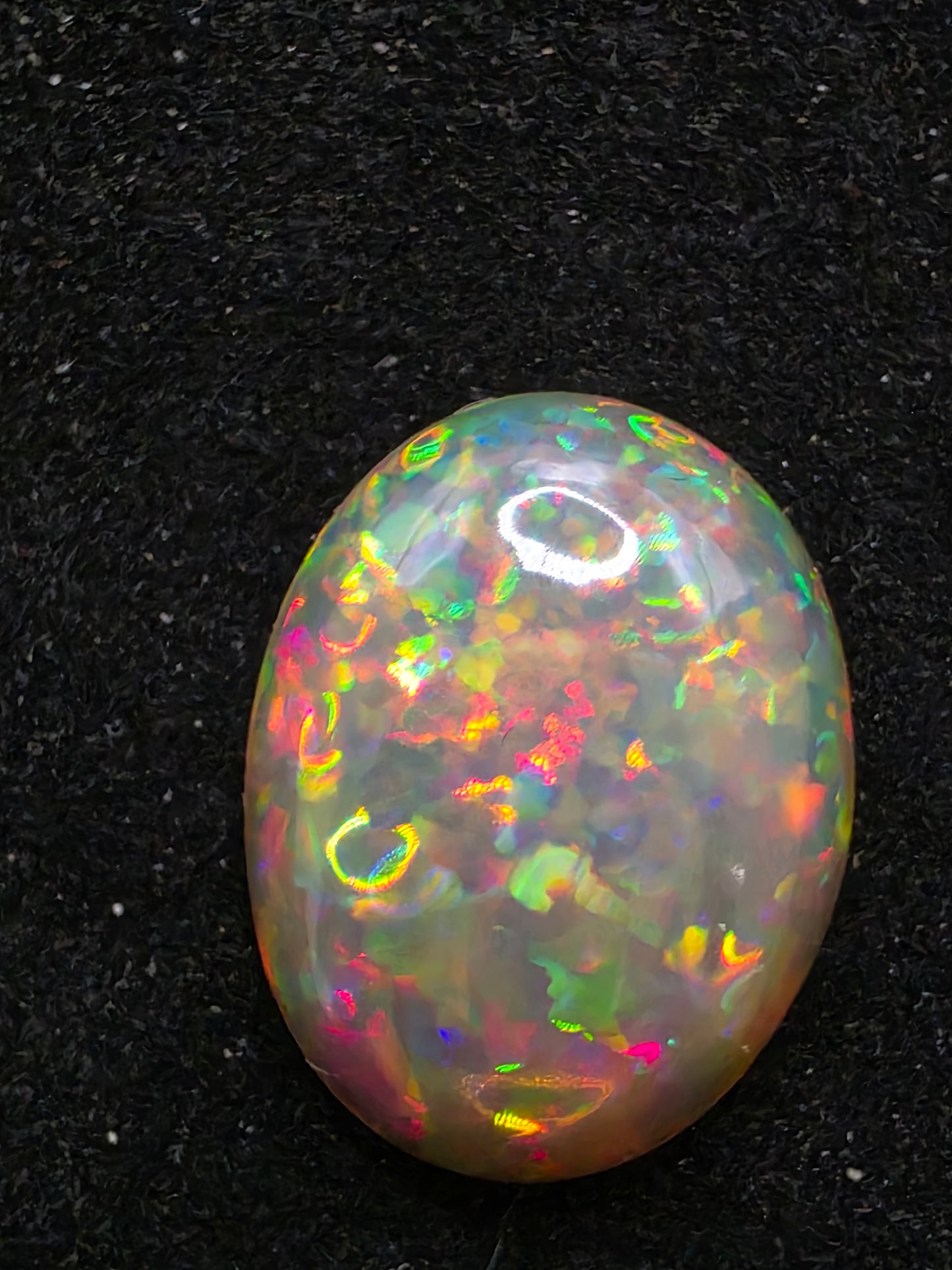 Black Opal special Ethiopian Welo, 7.15 ct oval polished, natural, intense Play-of-Colour