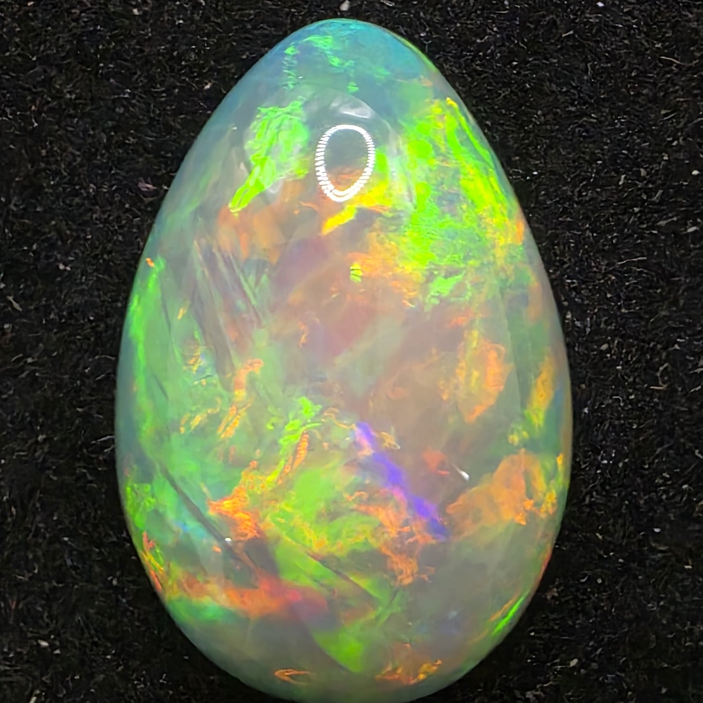 Black Opal special Ethiopian Welo, 17.95 ct pear polished, natural, intense Play-of-Colour