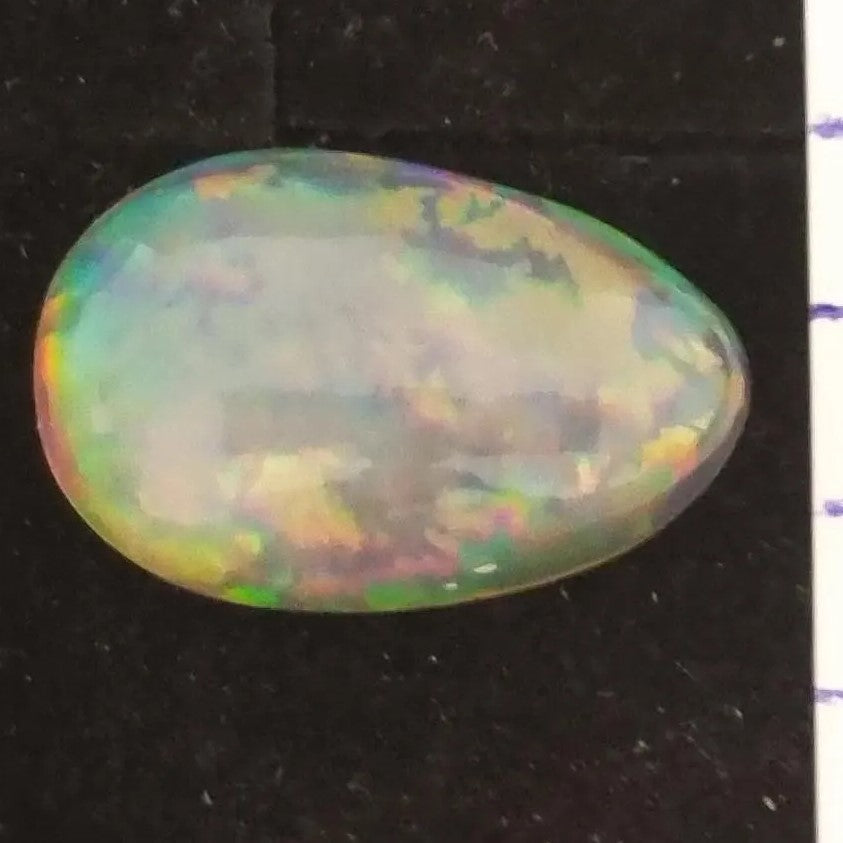 White Opal Ethiopian Welo, 4.45 ct pear polished, natural
