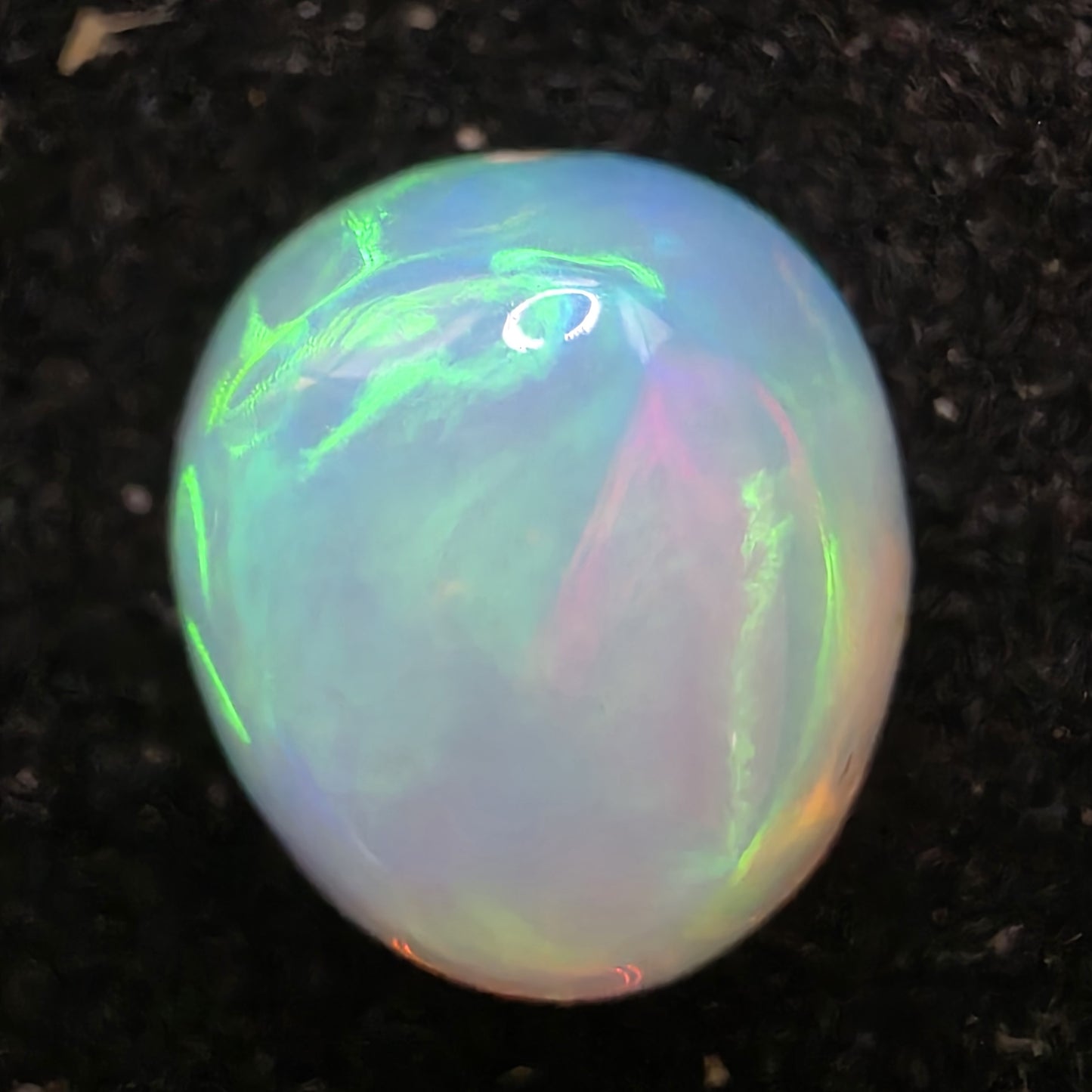 White Opal special Ethiopian Welo, 2.45 ct freeform polished, natural, intense Play-of-Colour