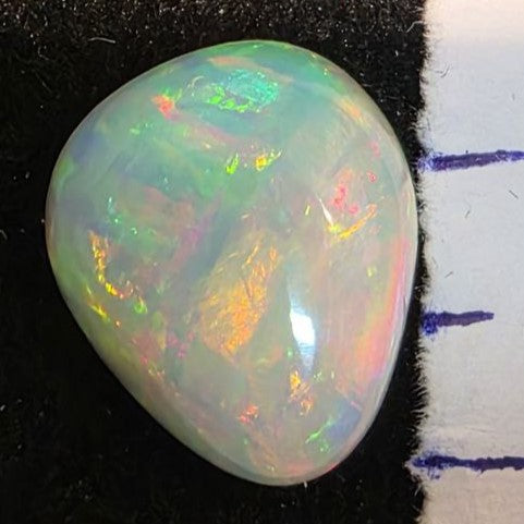 White Opal Ethiopian Welo, 7.35 ct pear polished, natural