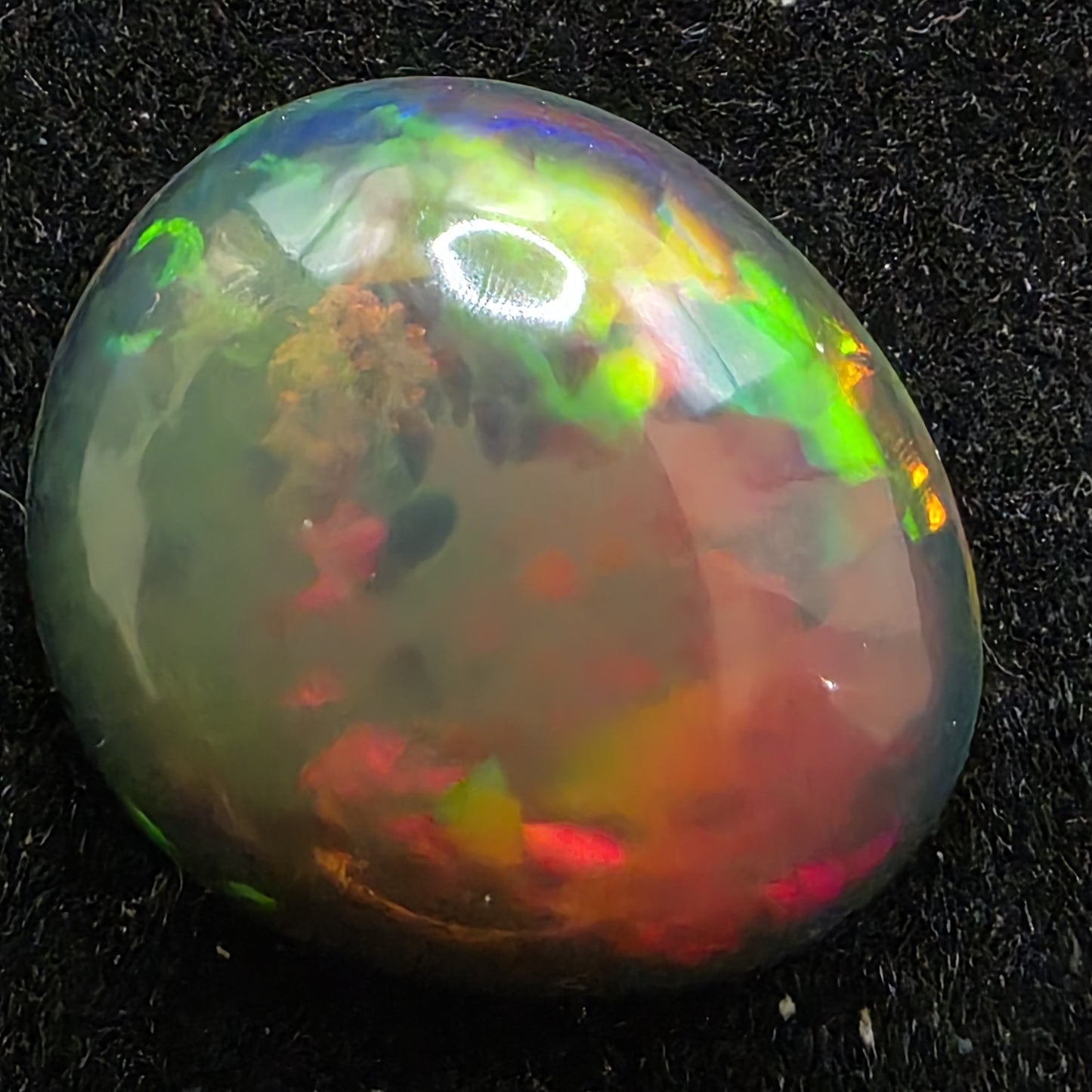 Black Opal special Ethiopian Welo, 3.25 ct pear polished, natural, intense Play-of-Colour