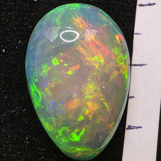 Black Opal special Ethiopian Welo, 17.95 ct pear polished, natural, intense Play-of-Colour