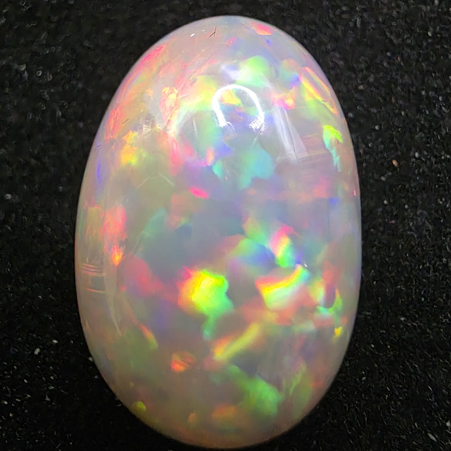 Black Opal special Ethiopian Welo, 12.1 ct oval polished, natural, intense Play-of-Colour