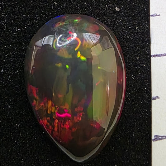 Black Opal special Ethiopian Welo, 6 ct pear polished, natural