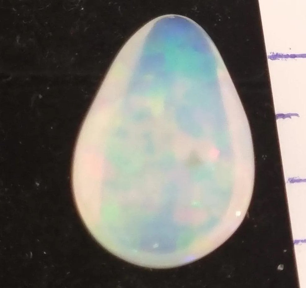 White Opal Ethiopian Welo, 8.95 ct pear polished, natural