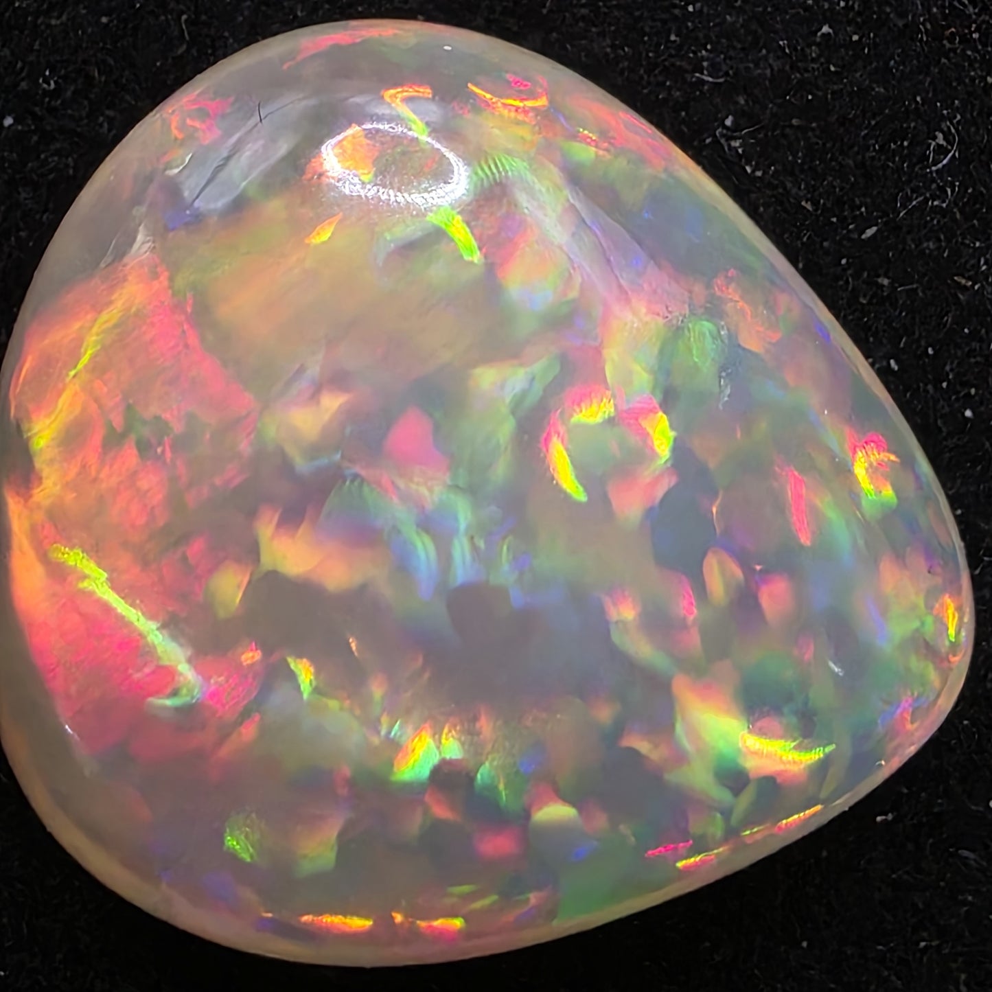 White Opal special Ethiopian Welo, 12.5 ct pear polished, natural, intense Play-of-Colour