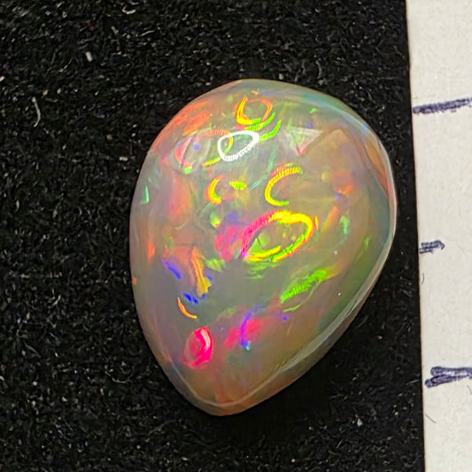 Black Opal special Ethiopian Welo, 2.65 ct pear polished, natural, intense Play-of-Colour