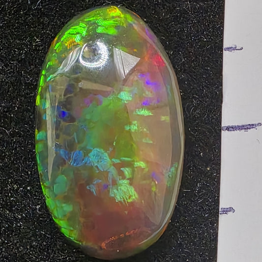 Black Opal special Ethiopian Welo, 3.3 ct oval polished, natural, intense Play-of-Colour
