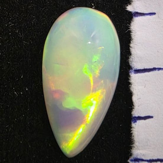 White Opal Ethiopian Welo, 4.4 ct pear polished, natural