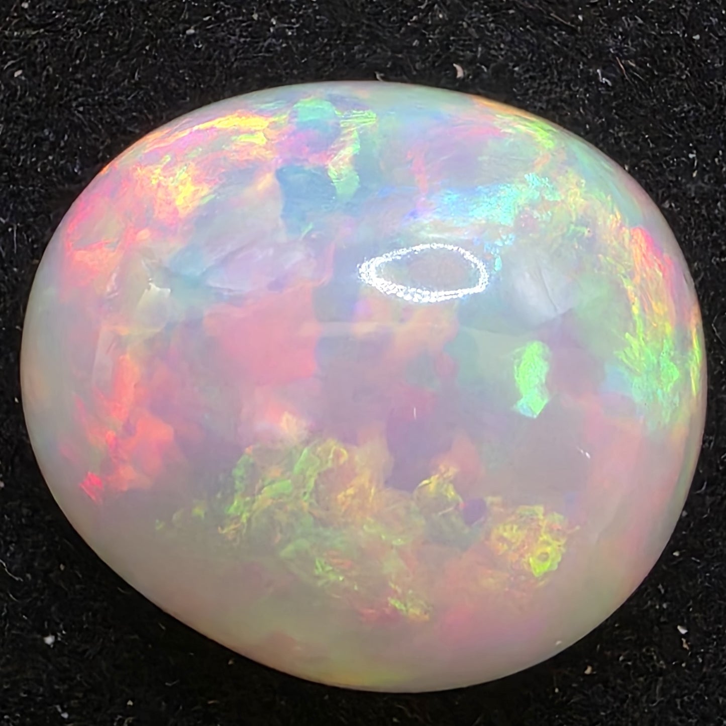 White Opal special Ethiopian Welo, 24 ct freeform polished, natural, intense Play-of-Colour