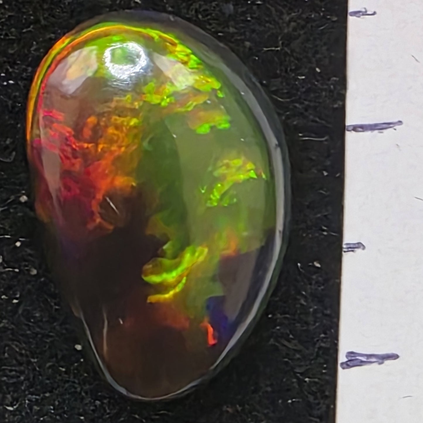 Black Opal special Ethiopian Welo, 5.45 ct freeform polished, natural, intense Play-of-Colour