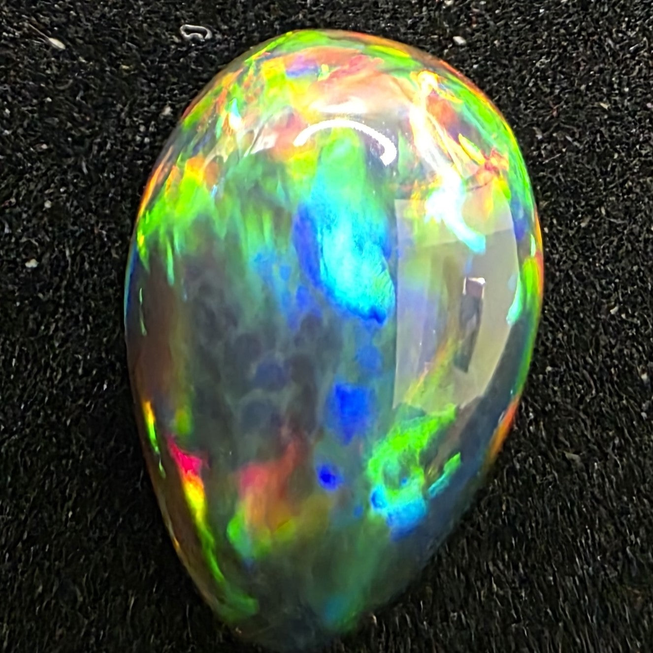 Black Opal special Ethiopian Welo, 3.35 ct pear polished, natural, intense Play-of-Colour