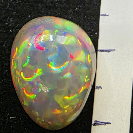 Black Opal special Ethiopian Welo, 6.15 ct pear polished, natural, intense Play-of-Colour