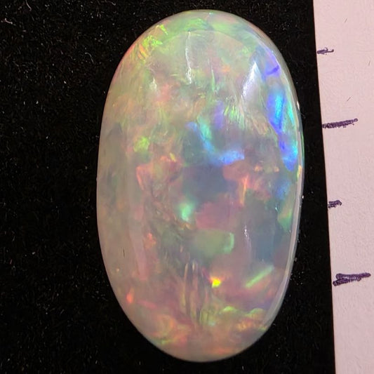 Perfect! White Opal outstanding Ethiopian Welo, 17 ct oval polished, natural, intense Play-of-Colour