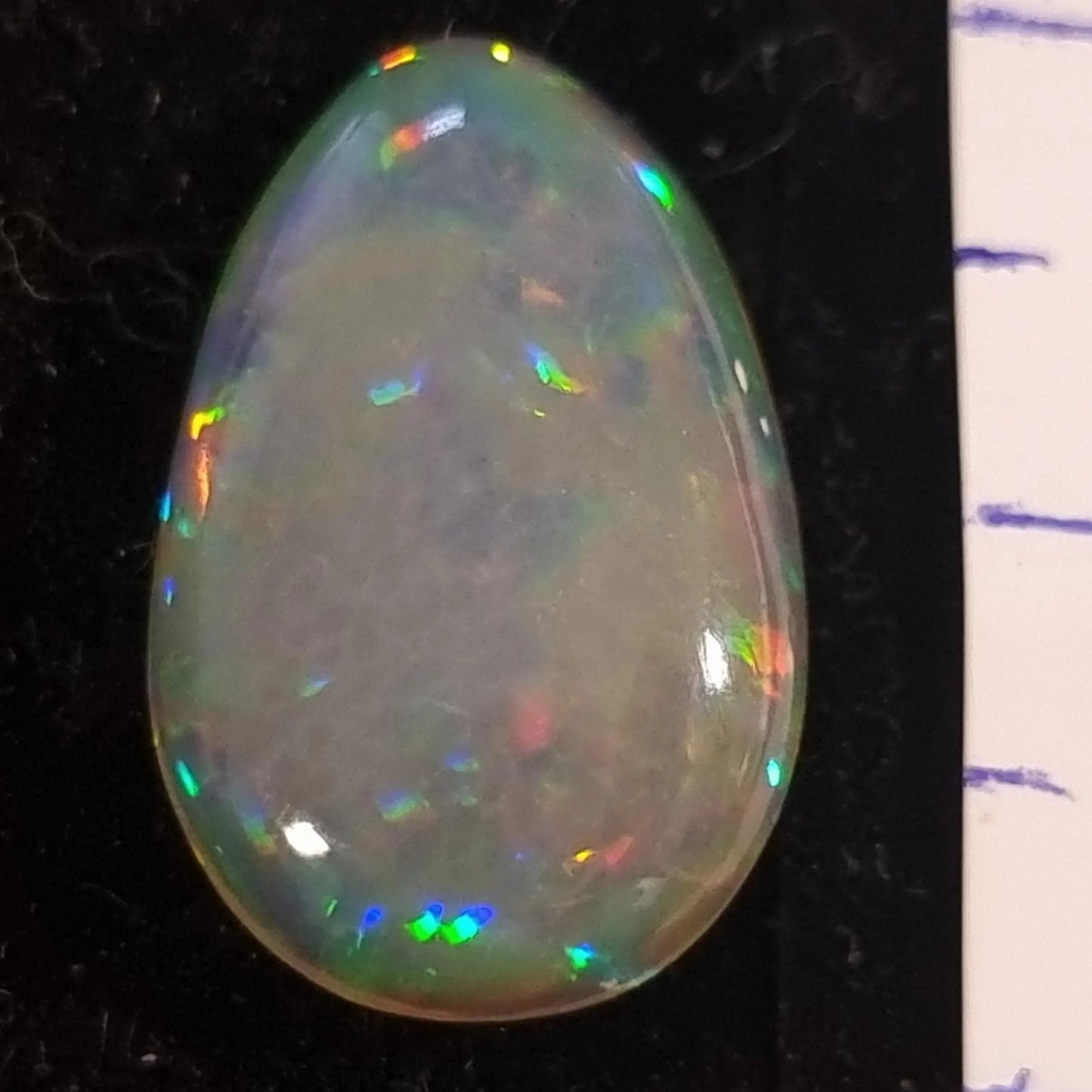 White Opal Ethiopian Welo, 4.45 ct pear polished, natural