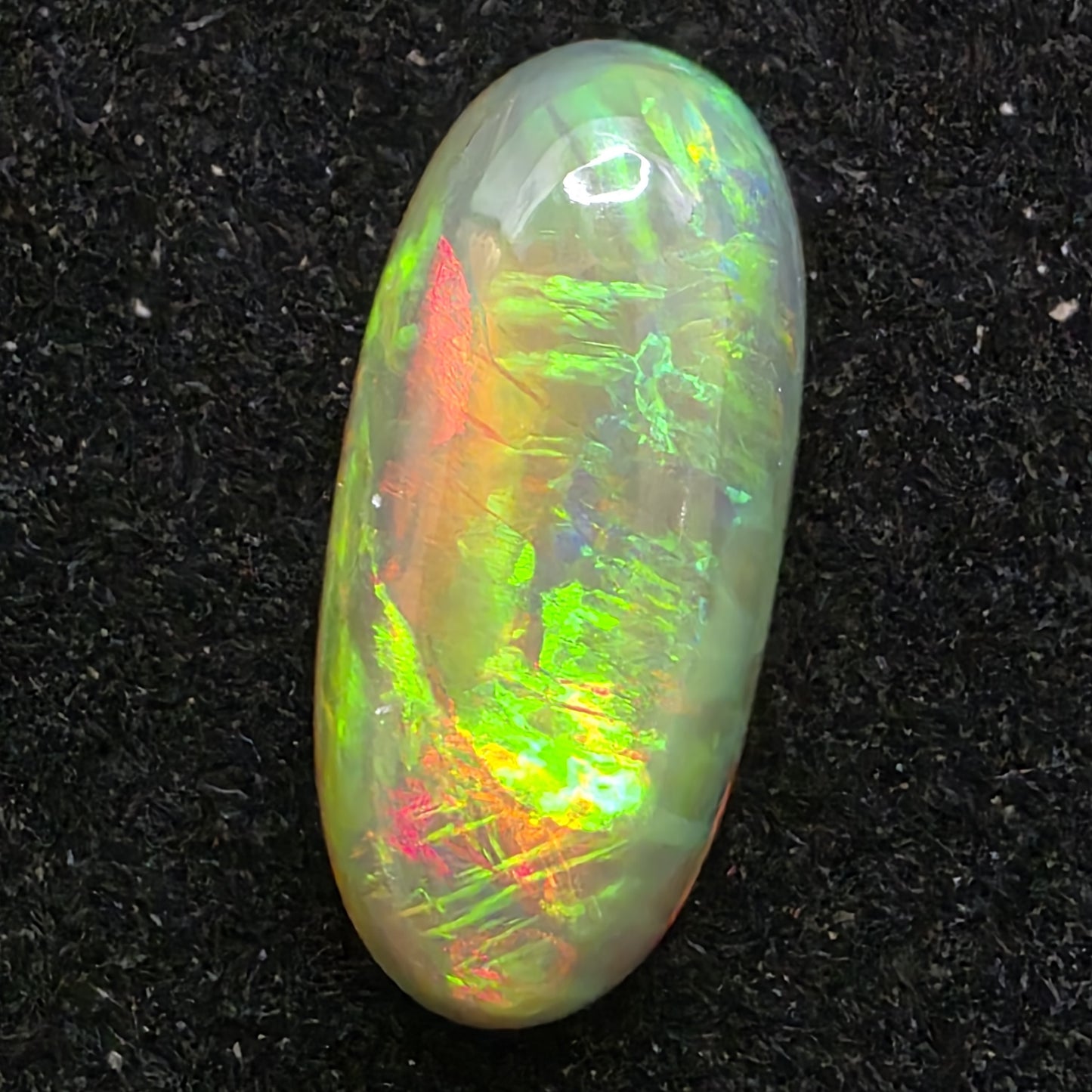 Black Opal special Ethiopian Welo, 4.45 ct oval polished, natural, intense Play-of-Colour