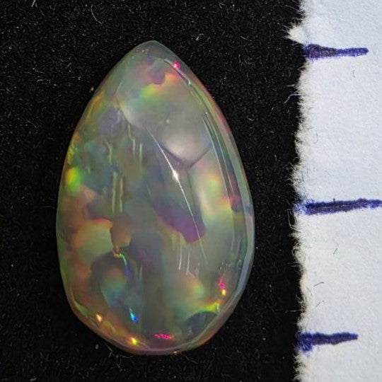 White Opal Ethiopian Welo, 2.45 ct pear polished, natural