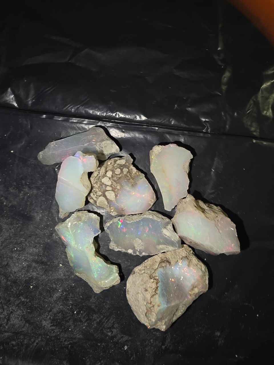 Micro-lot rough 8 stones Mixed Opal Ethiopian Welo, 116 ct rough, natural