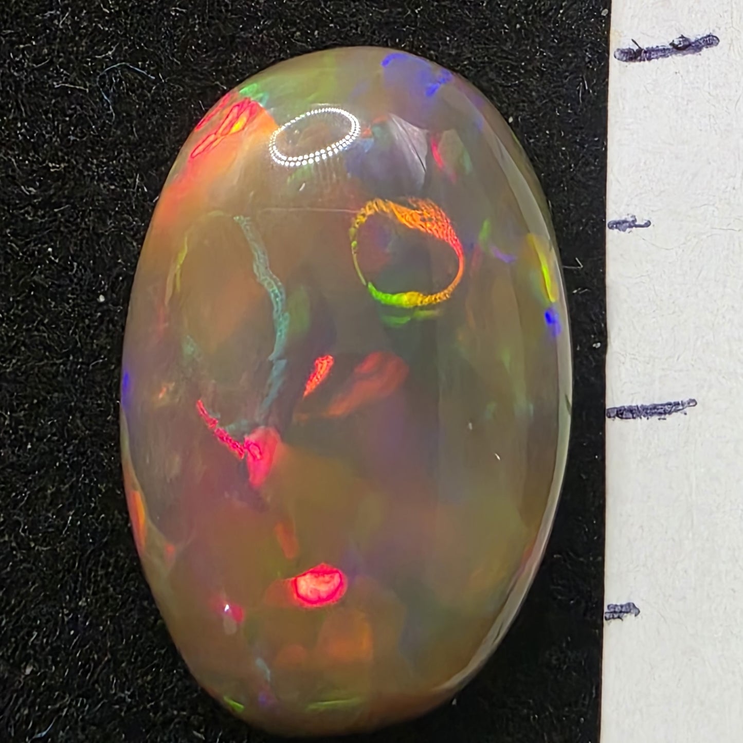 Black Opal special Ethiopian Welo, 6.4 ct oval polished, natural, intense Play-of-Colour