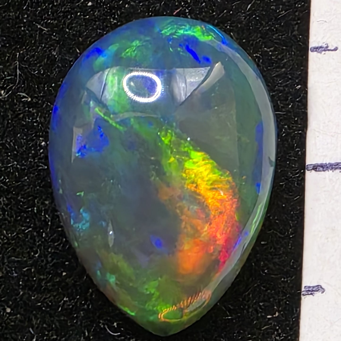 Black Opal special Ethiopian Welo, 3.45 ct pear polished, natural, intense Play-of-Colour