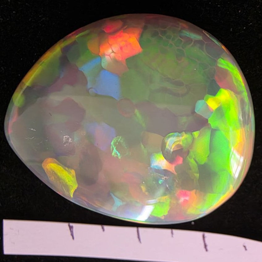 Perfect! Black Opal outstanding Ethiopian Welo, 37.6 ct pear polished, natural, intense Play-of-Colour