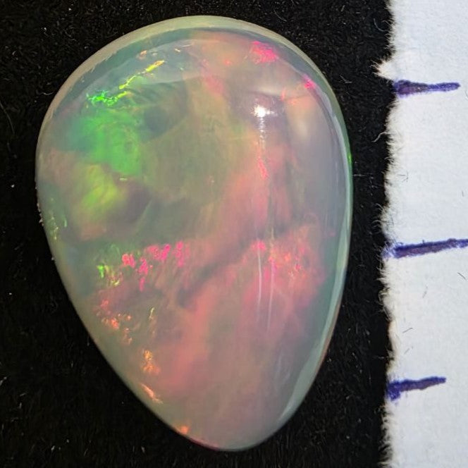 White Opal Ethiopian Welo, 8.05 ct pear polished, natural