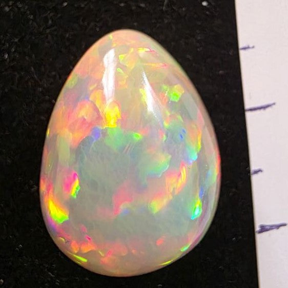 Perfect! Black Opal outstanding Ethiopian Welo, 37.6 ct pear polished, natural, intense Play-of-Colour