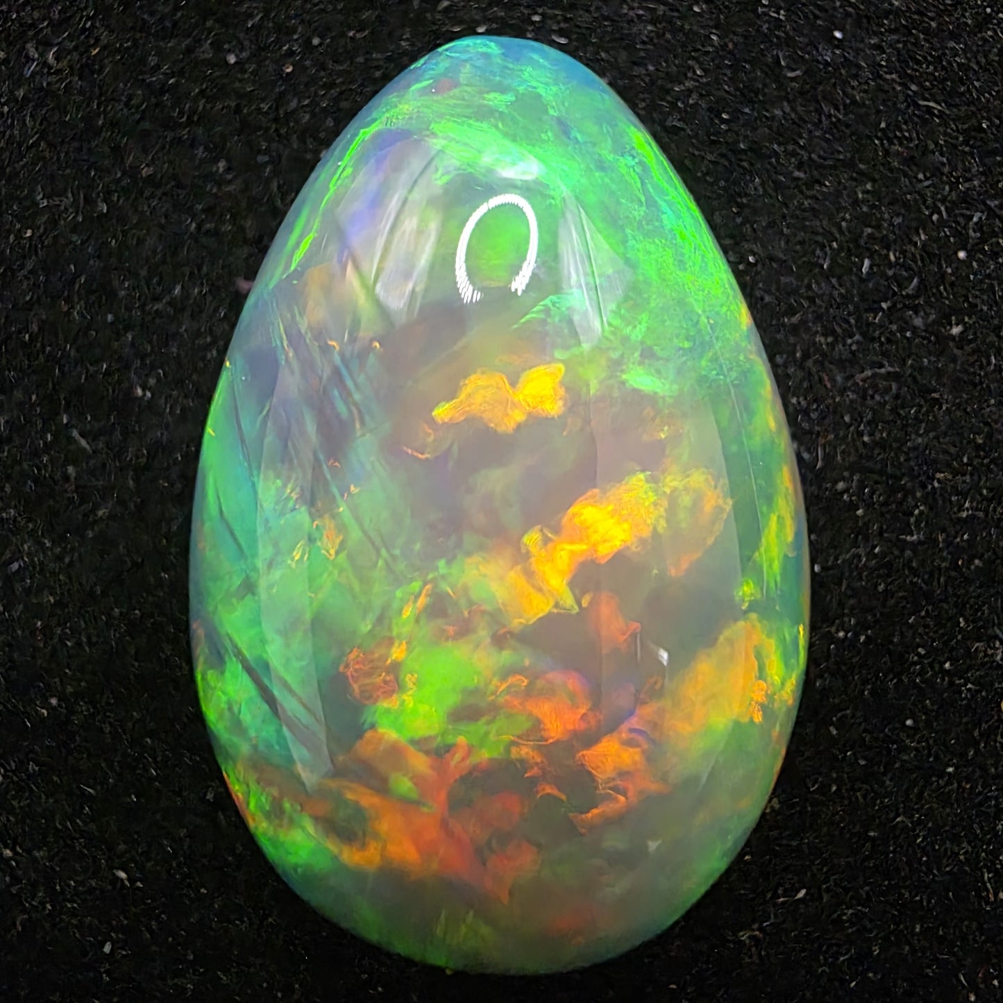 Black Opal special Ethiopian Welo, 17.95 ct pear polished, natural, intense Play-of-Colour