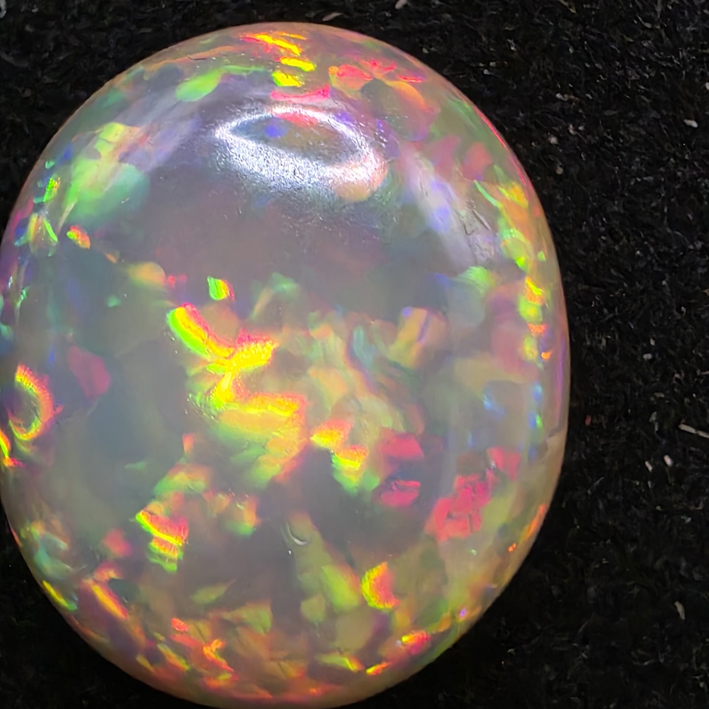 Black Opal special Ethiopian Welo, 6.65 ct oval polished, natural, intense Play-of-Colour