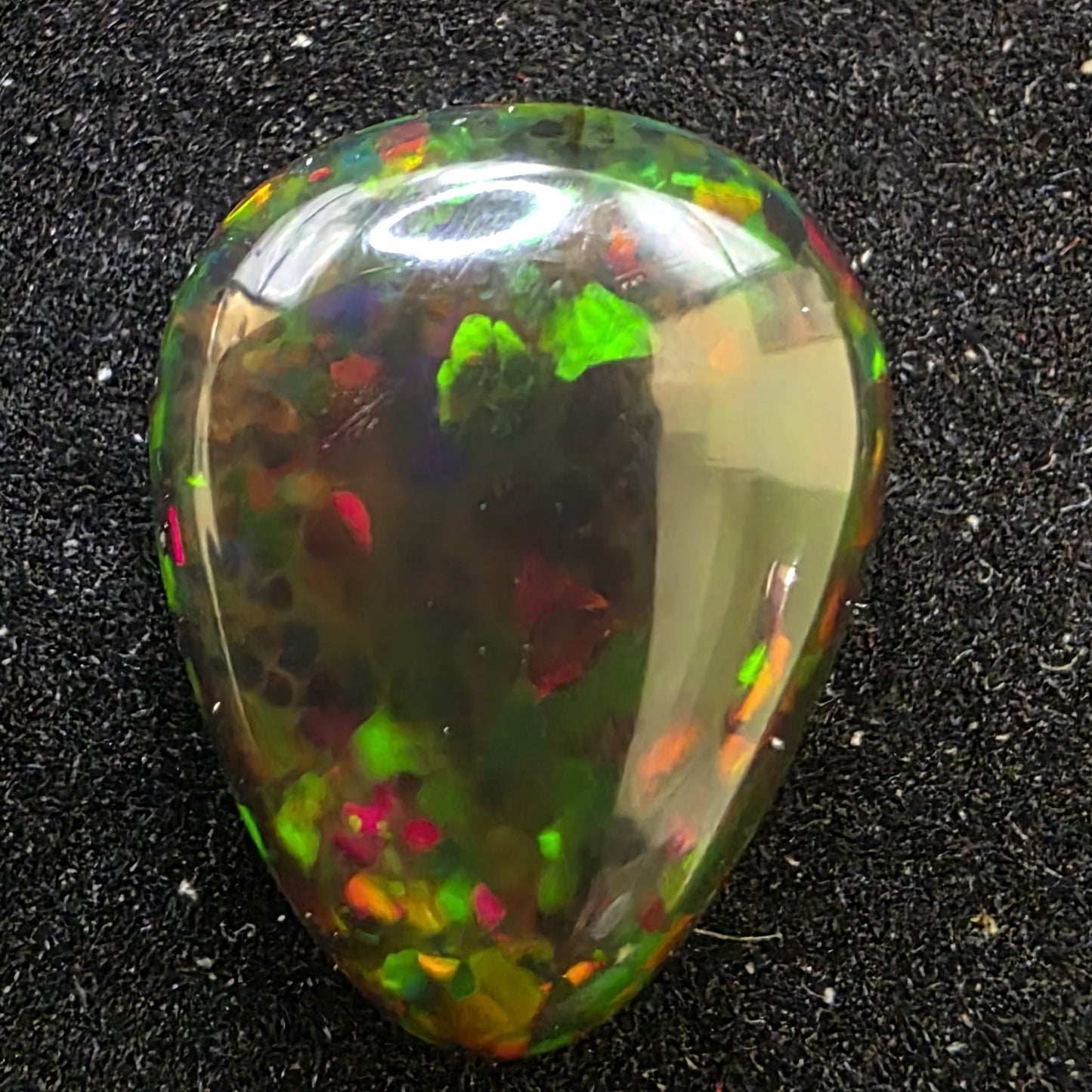Black Opal special Ethiopian Welo, 5.9 ct pear polished, natural, intense Play-of-Colour