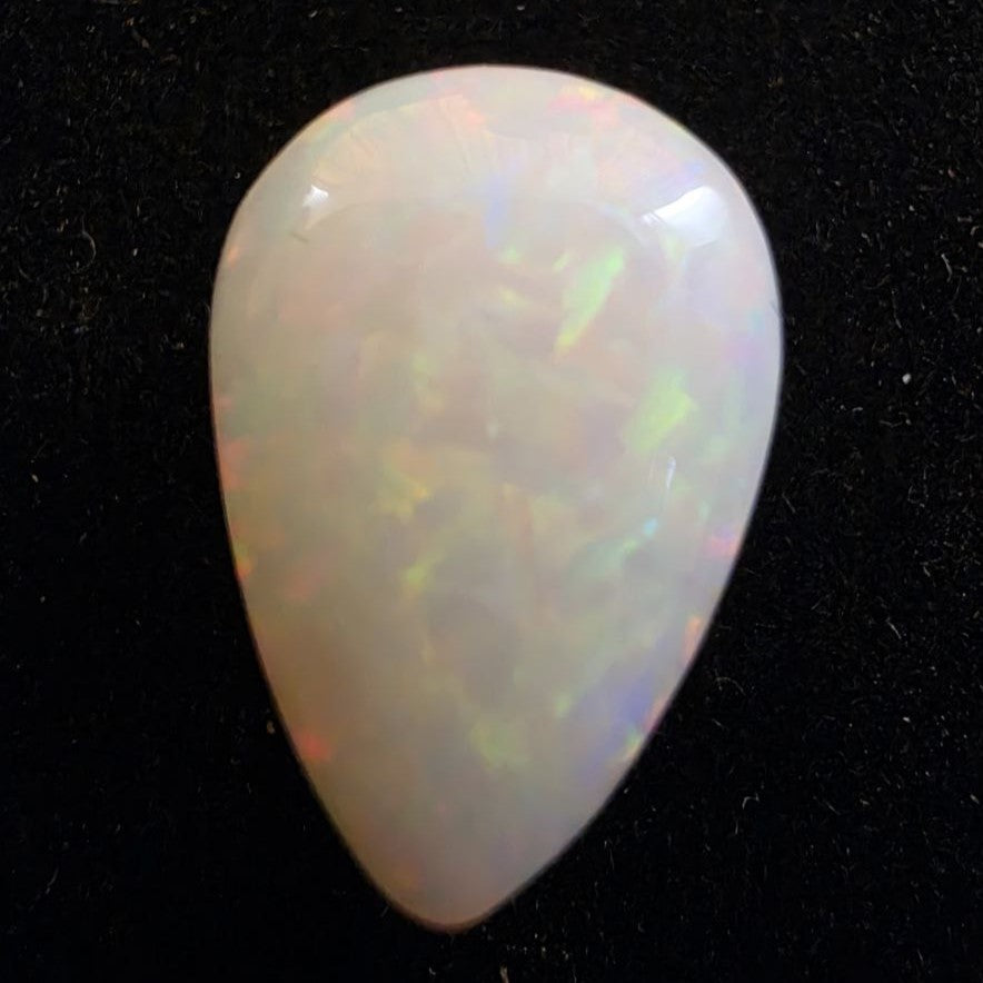 White Opal special Ethiopian Welo, 5.3 ct pear polished, natural, intense Play-of-Colour