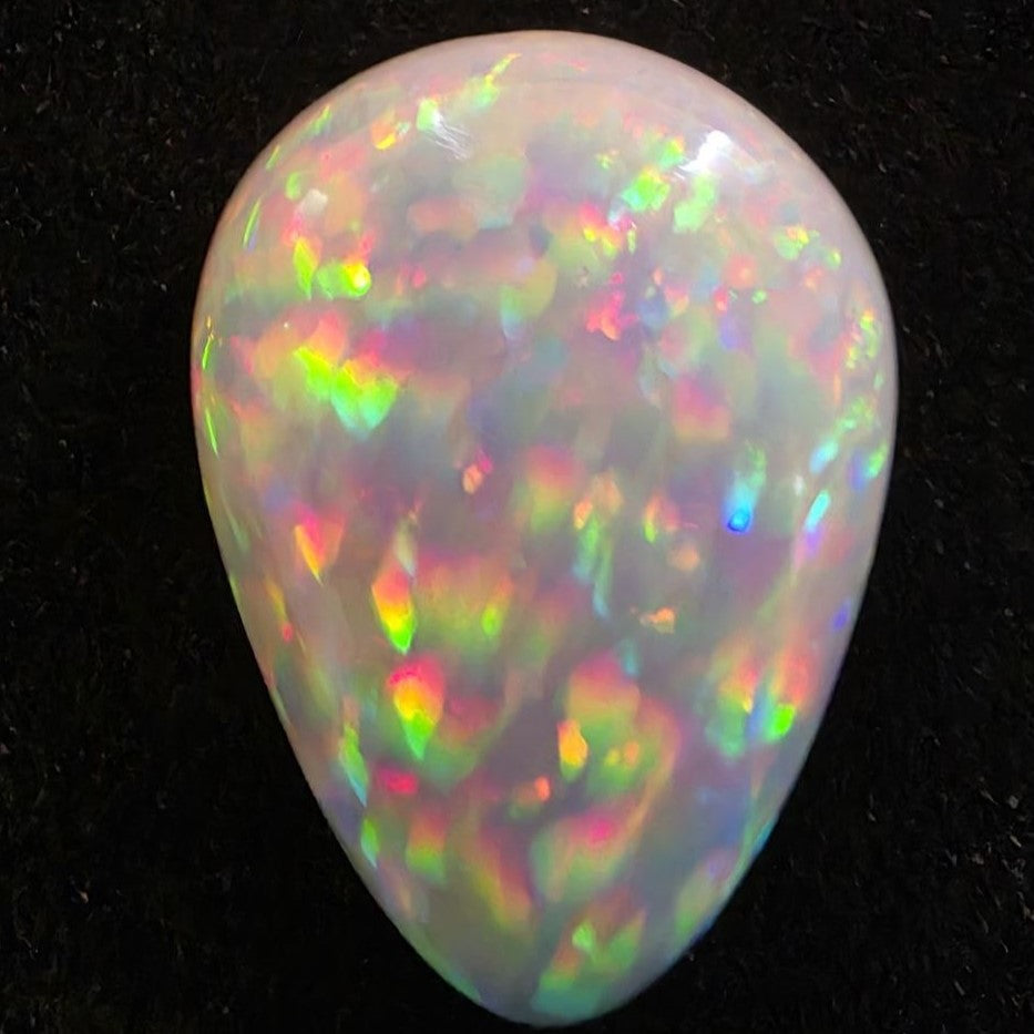 Perfect! White Opal outstanding Ethiopian Welo, 12.1 ct pear polished, natural, intense Play-of-Colour