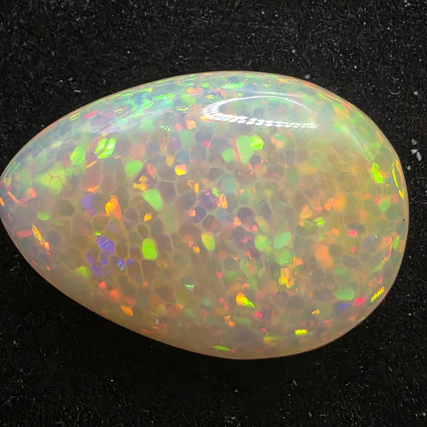 Black Opal special Ethiopian Welo, 18.35 ct pear polished, natural, intense Play-of-Colour