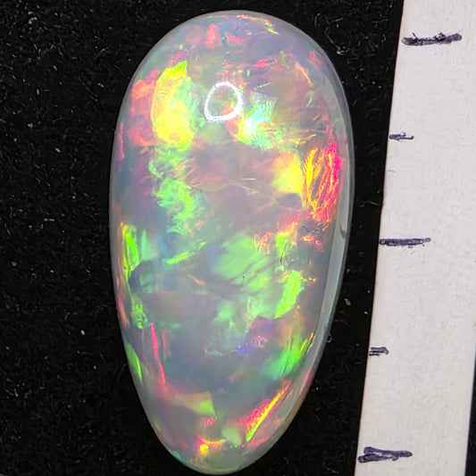 White Opal special Ethiopian Welo, 10.75 ct pear polished, natural, intense Play-of-Colour