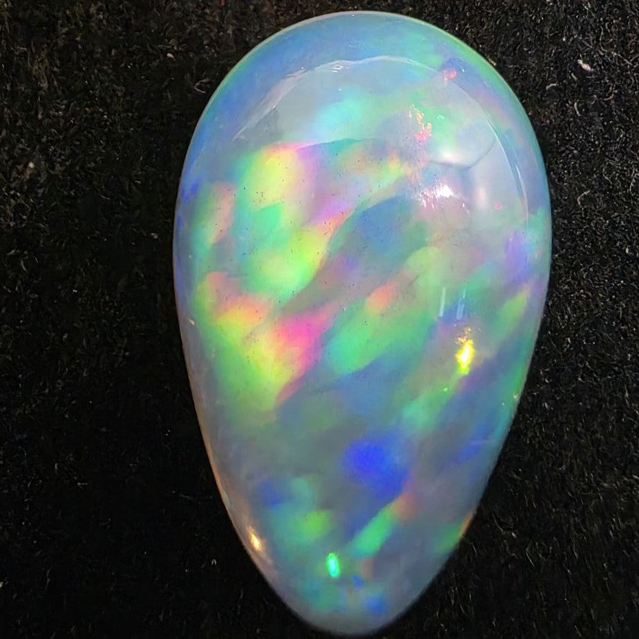 White Opal Ethiopian Welo, 10.8 ct pear polished, natural